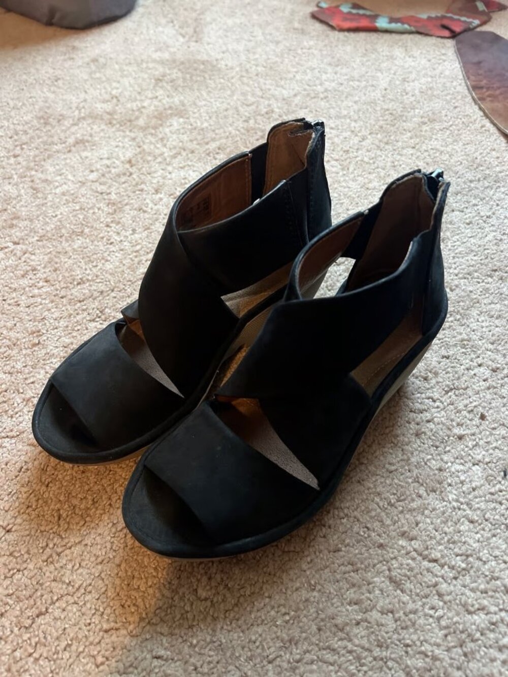 Clarks Artisan Clarene Glamor Black Comfort Wedge Women's Sandal Size 5 M